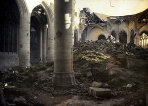 The Interior of the Badly Damaged Church, Roye, Somme, France, 1917